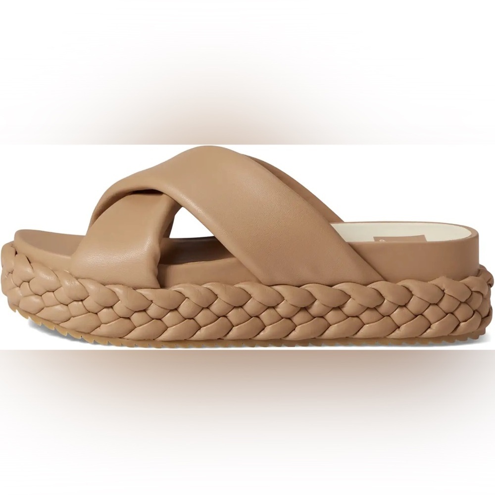 Dolce Vita Tan Braided-Platform Slide Sandals